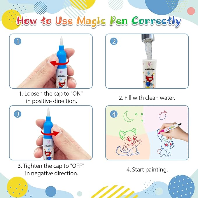 Water Doodle Mat Kids Mess Free Coloring Doodle Mat Toddlers Educational Toys for 3 4 5 6 7 8 Years Old with Magic Pens 2025 Educational Toys Birthday