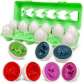 Skrtuan Easter Egg Toy for Toddlers - 12 Pcs Dinosaur Matching Eggs, Educational Gift for 1-3 Year Old Kids, Color & Shape Recognition Fine Motor Skill Montessori Puzzle