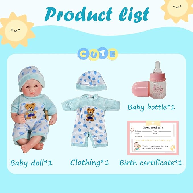 Reborn Baby Dolls Silicone Full Body 15.4in Weighted Real Life Open-Eyes Boy Dolls Lifelike Newborn Baby Soft Body Flexible Limbs Not Vinyl
