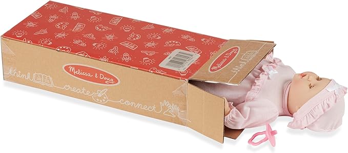 Melissa & Doug Mine to Love Jenna 12" Baby Doll with Moving Eyes, Thumb & Pacifier Sucking Action, Doll Clothes & Accessories, Toddler Toys for Girls & Boys Ages 18 Mo+
