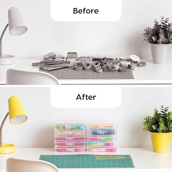 IRIS USA 4" x 6" Photo Storage Box Craft Keeper Cases, 10-Pack, Organization Task Holders for Pictures, Tasks, Scrapbooking, Stationery Storage, Stickers & Art Supplies, Clear