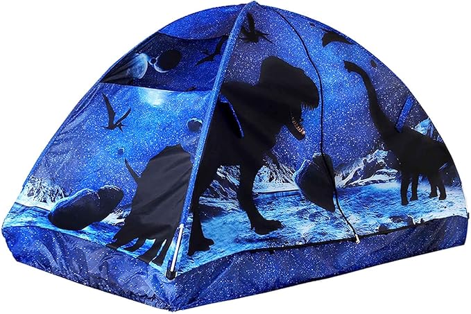Kid Bed Tent -Twin Play Tent Baby Toddlers Dream Playhouse for Bedroom Decor Indoor Games Twin Size Bed Canopy by CRAWLBO(Dinosaurs)