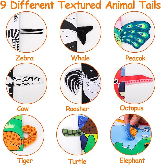 Baby Mirror Tummy Time Toys 0-6 Months with Crinkle Cloth Books Infant High Contrast Newborn Sensory Black and White Toy for 0-3 4 5 6 Months Must Haves Babies 3-6 6-12 Month Boy Girl
