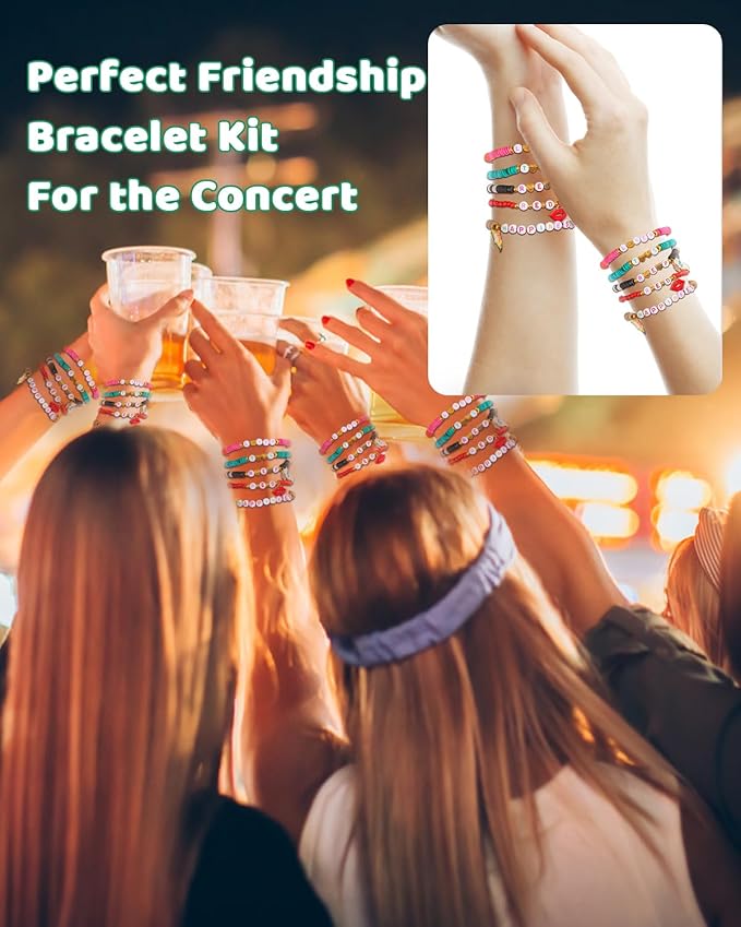 Goldwise Friendship Bracelet Kit 3 Boxes-6240 Pcs 48 Colors Bracelet Making Kits with Clay Beads, 2880 Pcs 4mm Glass Seed Beads and 960 pcs A-Z Letter Beads with Charms for Party Birthday Gift