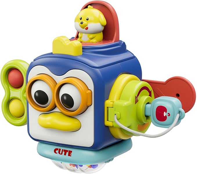 Montessori Toys for 1 Year Old,Sensory Toys for Toddlers 1-3,Baby Travel Activities Busy Board Cube,Fine Motor Skills Educational Toys,Birthday Gift for Kids Aged 6, 9, 10, 12, 18 Months
