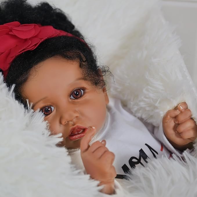 Realistic Reborn Baby Doll Black Girl – 20 Inch Lifelike Real Life African American Newborn Doll with Soft Body Gift Set for Kids Age 3+