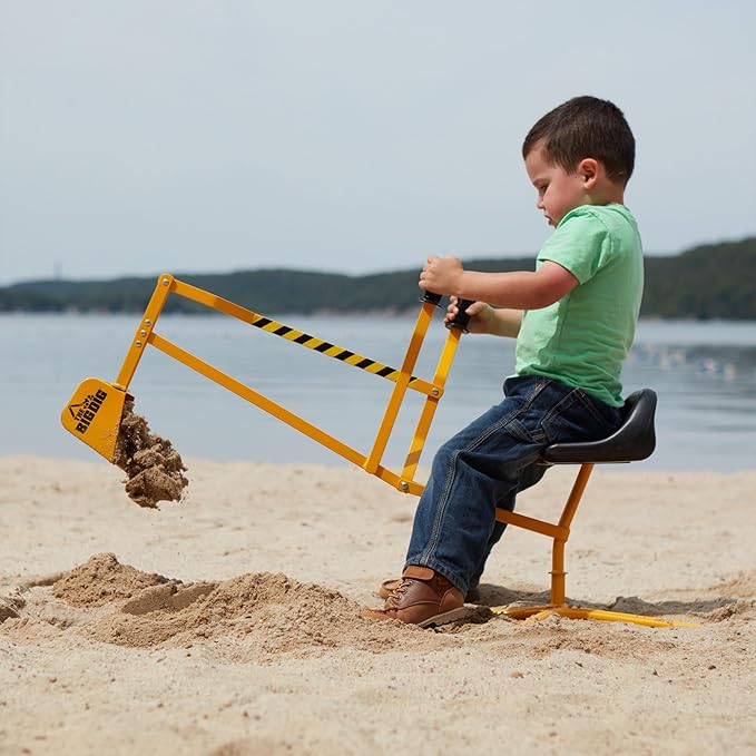 Big Dig Outdoor Toy Excavator Digger Playset w/ 360 Rotation for Kids Ages 3 & Up, Yellow