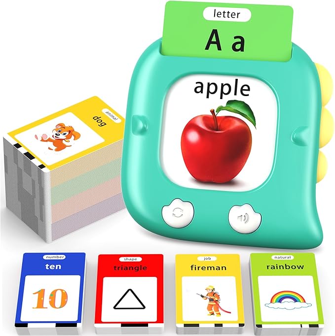 Kidzdo Dinosaur Talking Flashcards with 254 Words, Birthday Gifts for 2 3 4 5 6 Years Old Boys and Girls, Educational ABCs Learning Toy, Pocket Speech Language Therapy Toys for Autism Kids 1-6, Green