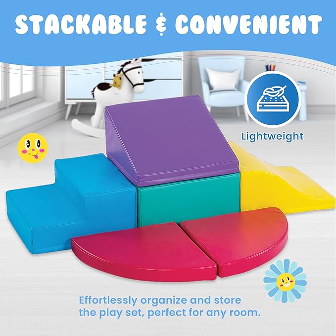 New Bounce Toddler Climbing Toys - Soft Play Set for Kids - Foam Climbing Blocks - Safe Soft Gym Equipment - Great for All Ages