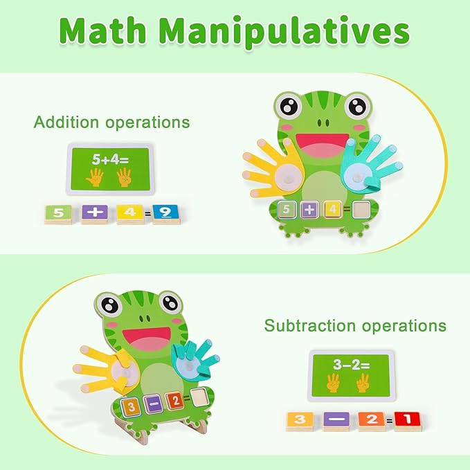 Math Manipulatives Number Counting Blocks-Educational Toys for Kids, Preschool Learning Toys for Toddlers 3-5, Montessori Toys for 3-5 Year Old Boys Girls Birthday Gifts (Large Frog Model)