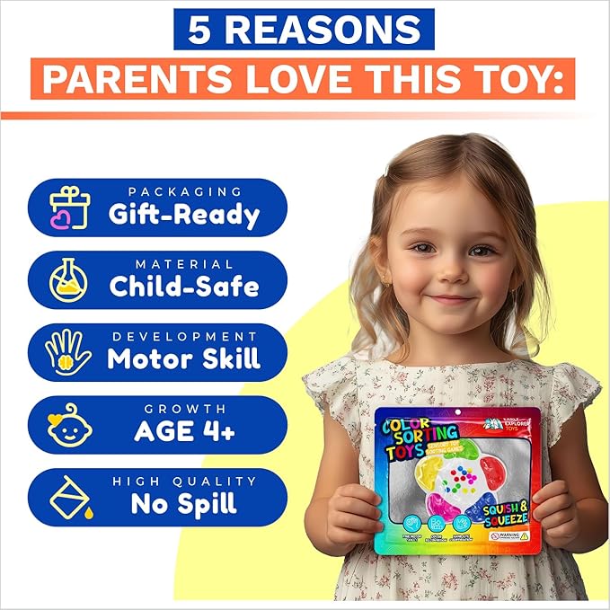 Color Sorting Toy Perfect for Fine Motor Skills Toys for 3 4 5 Years Old Toddler Montessori Travel Toys Sensory Toy for Toddler Preschool Gift for Calm Down Color