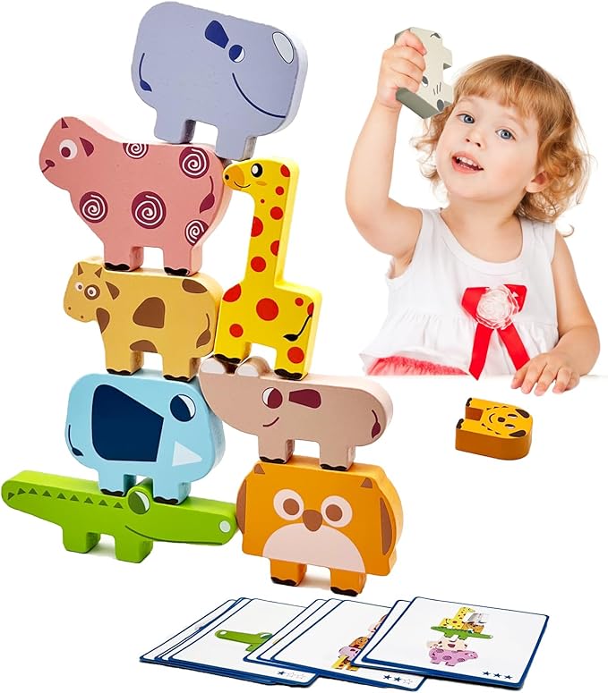 Wooden Animal Puzzles for Toddlers - Sorting & Stacking Montessori Toys for 3 4 5 Year Old Boys Girls, Kids Educational Learning Toys Gift (10pcs Animals)