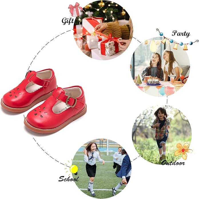 Felix & Flora Toddler Little Girl Mary Jane Dress Shoes - Ballet Flats for Girl Party School Shoes