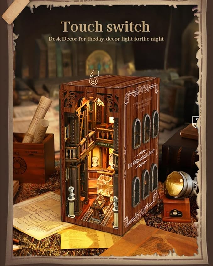 Book Nook Kit - DIY Miniature House Dollhouse 3D Puzzles for Adults and Teens - Gifts for Family and Friends Bookshelf Decor Tiny House Model Build with LED Light (BV02-014)