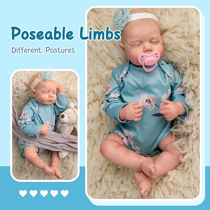 Jirachi Realistic Reborn Baby Dolls Girl, 18-inch Sleeping Lifelike Reborn Baby Dolls Soft Body Cute Newborn Baby Doll with Toy Accessories Gift for Kids Age 3