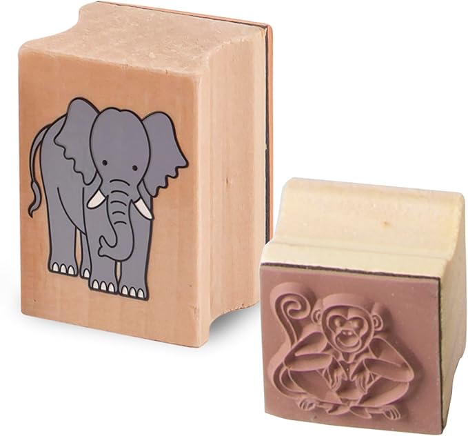Melissa & Doug Stamp-a-Scene Stamp Set: Rain Forest - 20 Wooden Stamps, 5 Colored Pencils, and 2-Color Stamp Pad