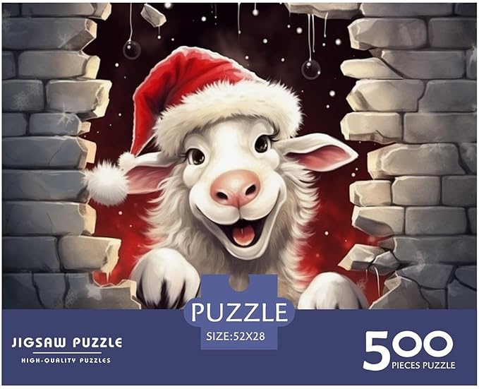 Sheep Adults Fun 500 Piece 3D Animal Thickened Wooden Jigsaw Puzzles Home Decoration Stress Relief Toy Toy Intellectual Game Education Game Challenge Educational 500pcs (52x38cm)