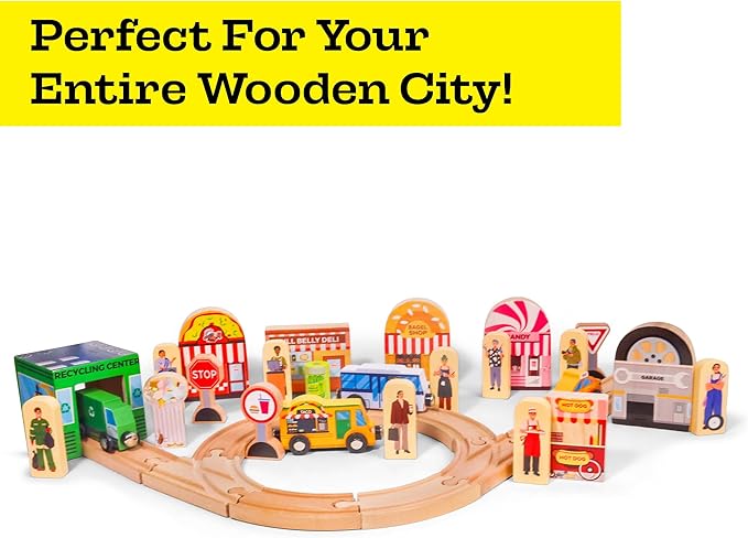 48 Pcs Wooden Community Helpers People Figures - Little Town People Wood City Set for Kids & Toddlers at Home and School - Pre K Classroom & Preschool Play Pretend Toy Folk