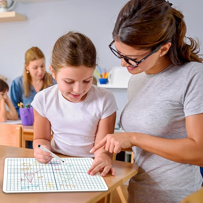 Dry Erase XY Axis Graph Whiteboard,9" x 12" Interactive Learning Coordinate Grid Double-Sided Dry Erase Board,Math Manipulatives White Board for Students,Classroom and Home,Small White Board Dry Erase