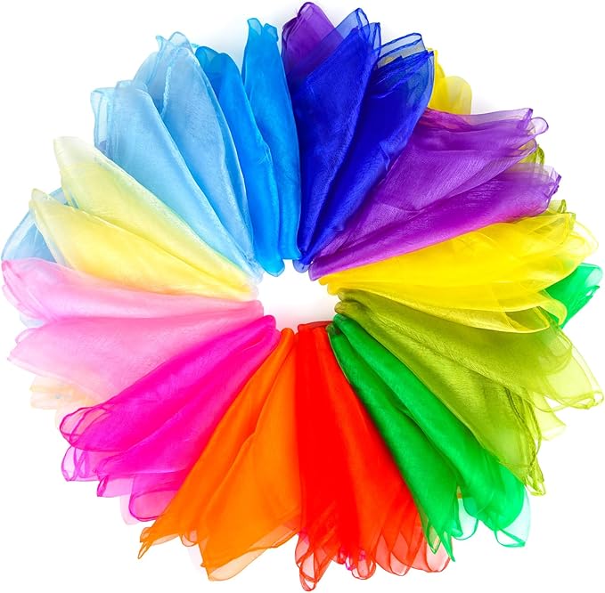 NEBURORA Juggling Scarves Square Colorful Play Scarve for Dance Magic Tricks Performance Props Scarf Accessories 12 Colors