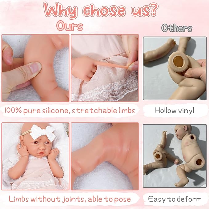 Reborn Baby Dolls Silicone Full Body 19.88in Weighted Real Life Open-Eyes Girl Dolls Lifelike Newborn Baby Soft Body Flexible Limbs Not Vinyl