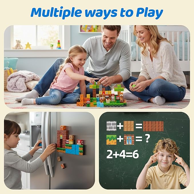 Magnetic Building Blocks for Kids Ages 3-12+, 137PCS STEM Educational Magnet Toys, Magnetic Tiles Build Cubes with Light Game, Ideal Gift for Toddlers Boys Christmas Birthday Girls