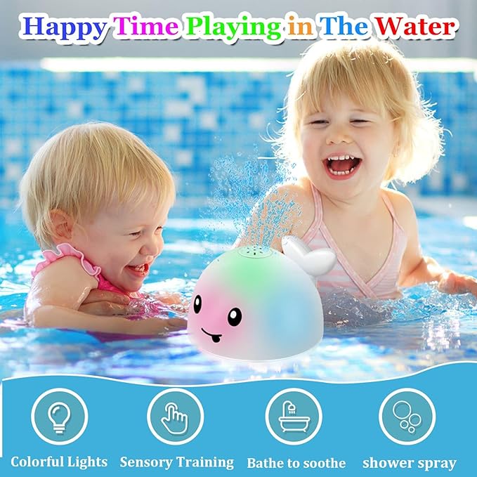 Light Up Toddler Bath Toys - Whale Water Spray Toy Infants Baby Toys 6-12-18 Months Bath Toys for Kids Ages 1-3 2-4 Bathtub Shower Water Pool Toys Bath Fountain Toy 1st Birthday Gifts for Boys Girls