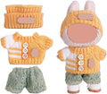 Clothes for 17cm Doll (NO Doll),Adorable Outfit ，Handcrafted Clothes Set with Dress Up ,Ropa Accessories Hat + Sweater + Pants (Rainbow +Yellow)