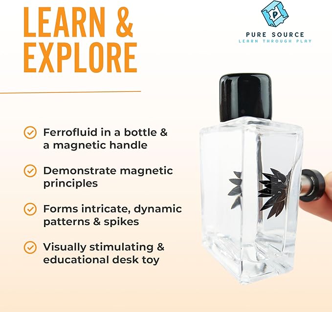 FerroFluid Display Toy Bottle – Dancing Magnetic Fluid STEM Toy – Interactive Liquid Metal Desk Toy with Neodymium Magnets – Educational Science Kit for Kids & Adults