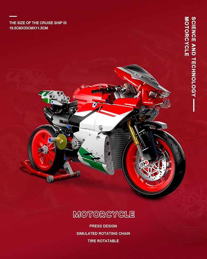 dOvOb Motorcycle V4 Model Building Blocks Set, 803 Pieces, 1:5 Scale, Compatible with Major Brands, Ages 12+