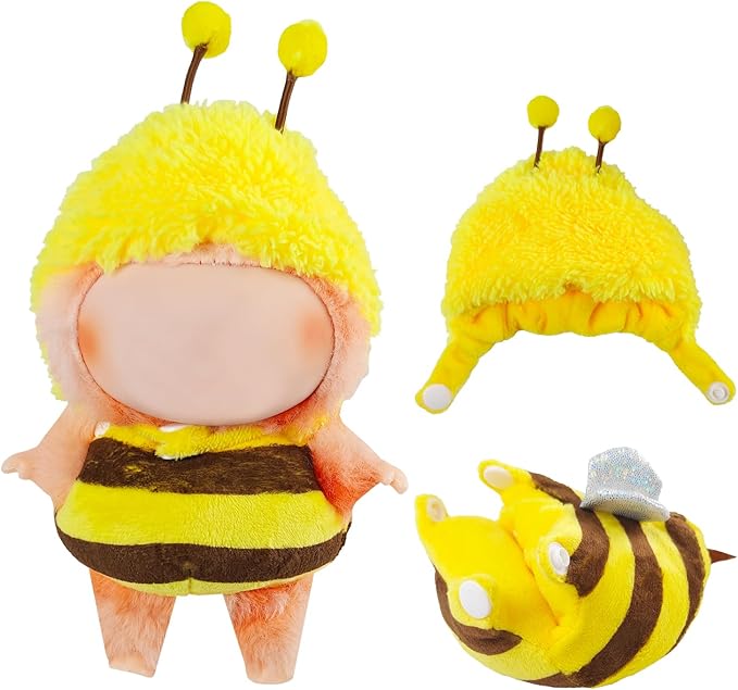 17cm Doll Clothes , Accessories for Cute Doll's Clothes ,Animal Style Outfits , 2 Pieces Set Cute Bee Dolls Outfit with Adorable Cloth and Hat Fashion Accessories for Dolls (Doll Not Included)