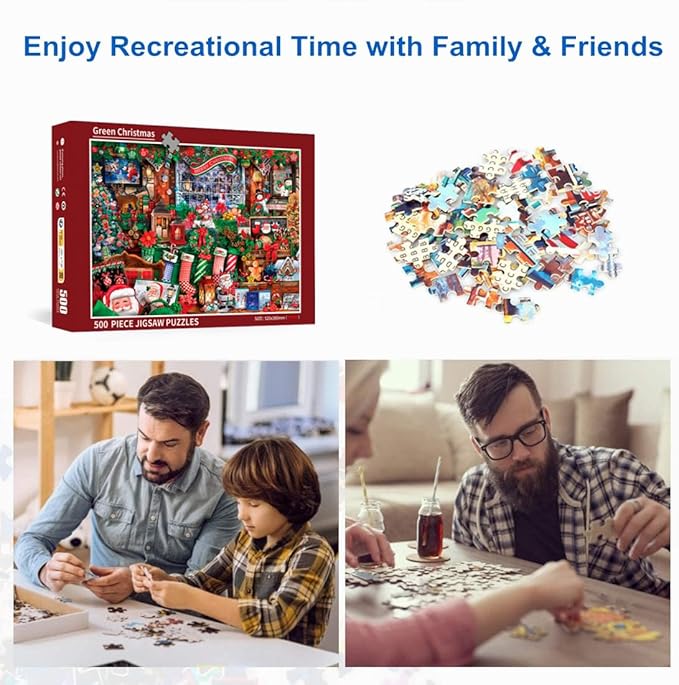 500 Piece Puzzles for Adults Green Christmas 20.5 x 15 Inch 500 Piece Jigsaw Puzzles for Adults Christmas Puzzles 500 Pieces for Adult
