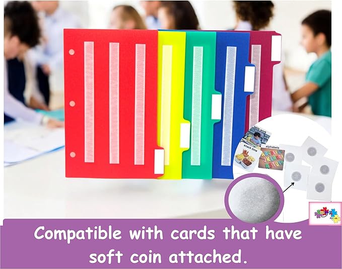 5 Small Color Dividers/Tabs Set (8”x5 Half Sheet) Perfect to Keep Your Loose Photo/Picture Symbol Communication Cards Organized. Autism ABA,ADHD, Language & Apraxia Aspergers