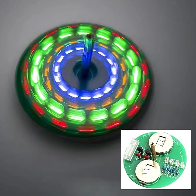 ISolderStore Soldering Project Soldering Practice Kit LED Rotating Desk Gyroscope DIY Kit Electronics Kit for Beginner