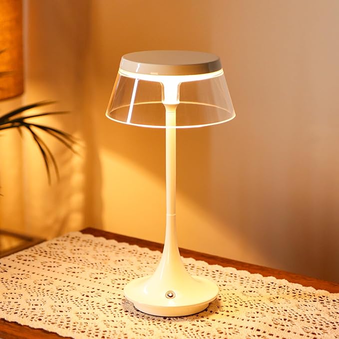 JHY DESIGN 3-Color Light Dimmable Bedside Table Lamp 10.5" H Nightstand Lamp Touch Control Lamp for Bedroom Living Room Indoors Outdoors(Single,Type-C Charging)