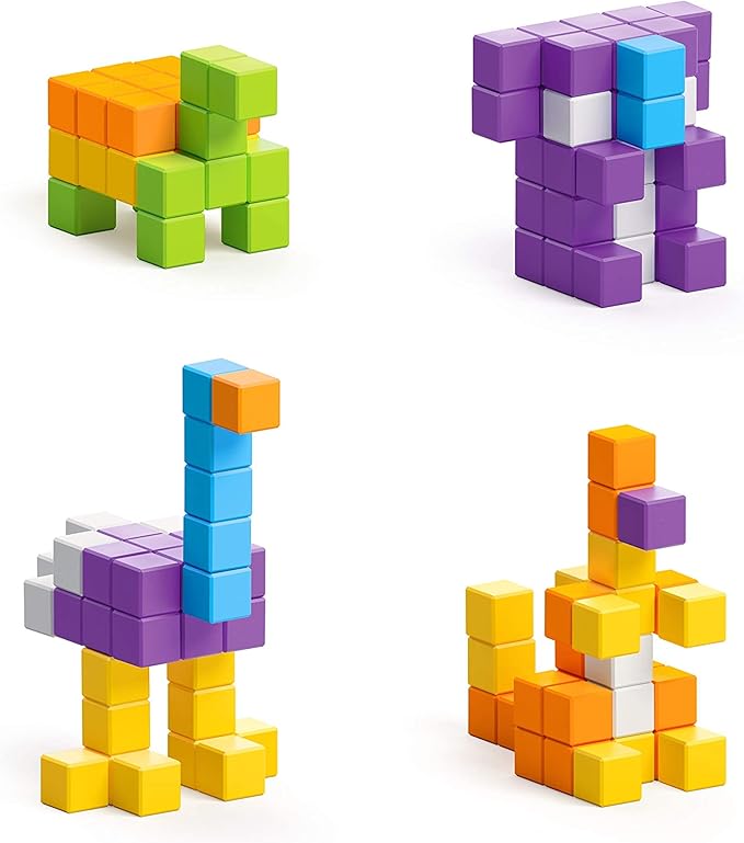PIXIO Mini Safari - Magnetic Blocks Building Toys in Pixel Art Style - Arts and Crafts Kids Toys - Building Blocks - Learning Toys