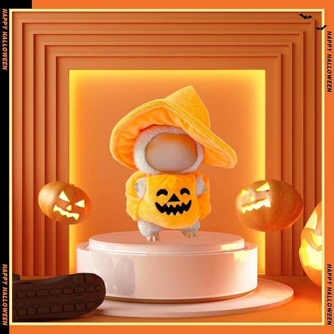 17cm Doll Clothes Set, Halloween Themed Costume, Pumpkin Outfit and Witch Hat for 6.7inch Dolls Suit, Cute Fashion Dress Up Clothes Accessories for 1st/2nd/3rd Gen Doll