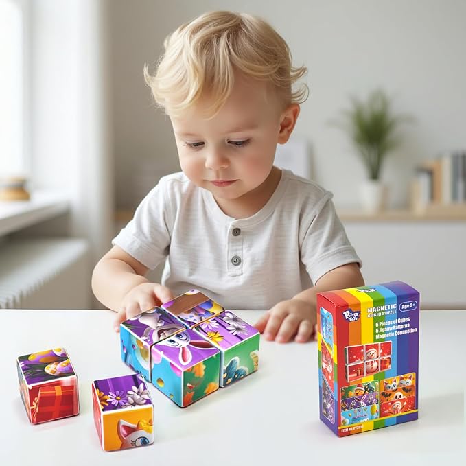 Magnetic Blocks for Toddler Toys, 1.65 inch Magnetic Cubes for Kids, Holidays Theme of Valentine's Day, Easter, Thanksgiving, Halloween, Christmas, Birthday Gifts for Kids