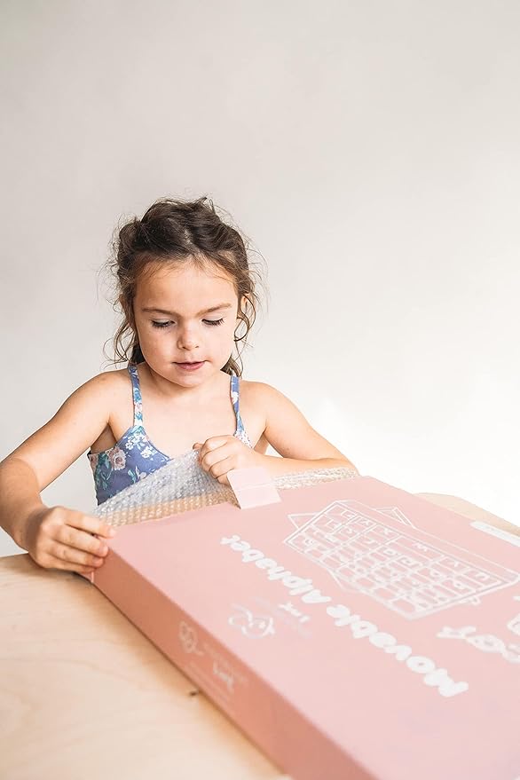 Movable Alphabet Montessori Wooden Letters - Moveable Alphabet With Box Mats - Lower Case for Writing, Reading, Spelling, and Language Learning Materials (Red and Blue)