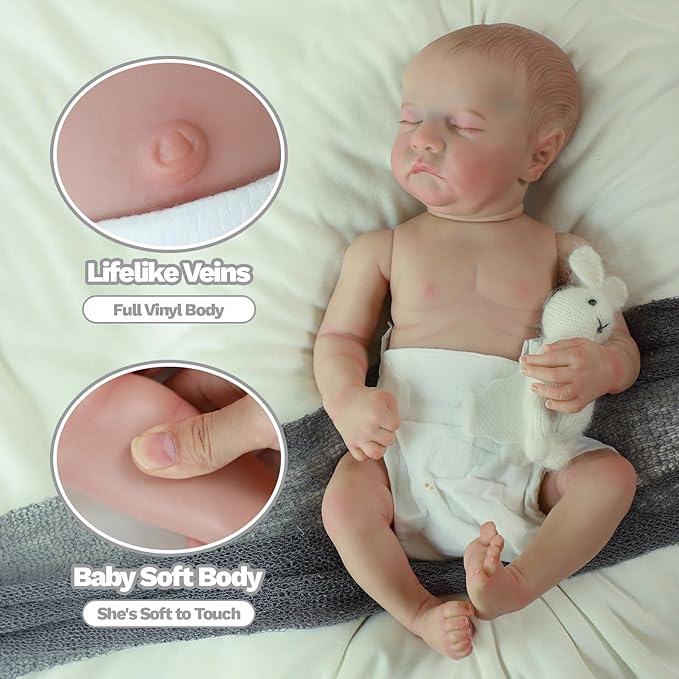 SCOM Realistic Reborn Baby Dolls - 18 Inch Real Life Baby Girl, Silicone Doll with Anatomically Correct, Lifelike Newborn Weighted Baby with Full Body Vinyl for Kids Age 3 4 5 6+ Gift