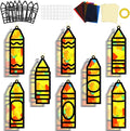 32 Sets Back to School Crayon Suncatchers Craft Kit DIY Window Stained Glass Effect Crayons Paper Crafts for Home School Classroom Decoration Kid Birthday Gifts Creative Art Projects Activity Game