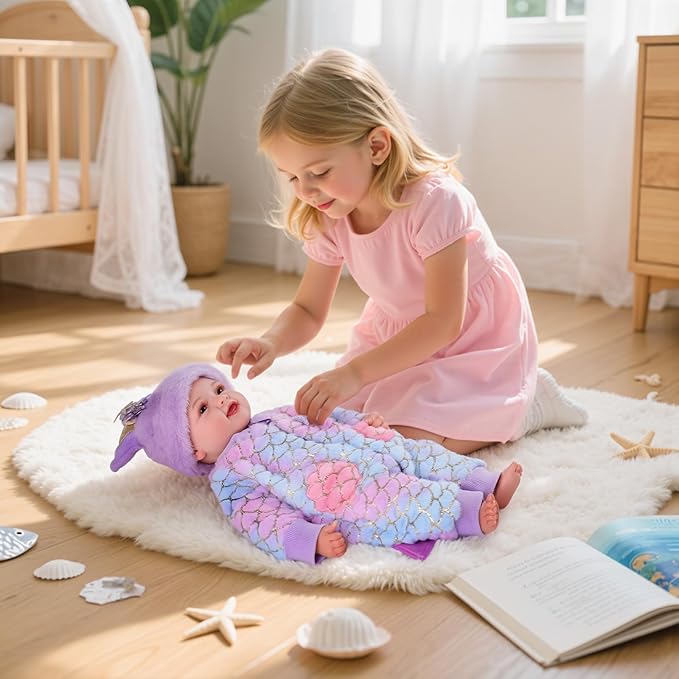 BABESIDE Mermaid Baby Dolls Girl-17inch Large Realistic Cute Soft Body Baby Doll Real Life Mermaid Baby Doll Toys with Mermaid Sets & Accessories, for 3+ Year Old Girls Gifts, Pretend Play, Collection