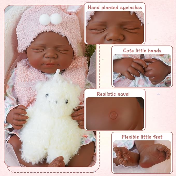 Reborn Baby Dolls Silicone Full Body 18.89in Weighted Real Life Closed-Eyes Girl Dolls Lifelike Newborn Baby Soft Body Flexible Limbs Not Vinyl
