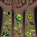 124 Pcs Halloween Temporary Tattoos Glow In Dark For Kids, Waterproof Glowing Luminous Fake Tattoo Stickers for Halloween Party, Jack-O-Lantern, Witch, Ghost Realistic Tattoo Sticker For Boy And Girls