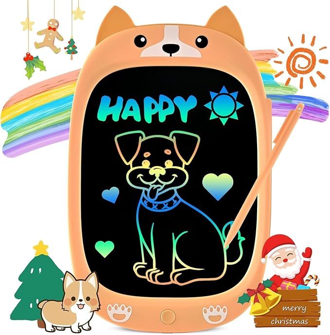 Toddler Kids Toys Gifts - 10 Inch LCD Writing Tablet Doodle Board, Colorful Drawing Tablet Pad, Kids Games Christmas Birthday Dogs Toys for 3 4 5 6 7 Years Old Girls Boys(Yellow)
