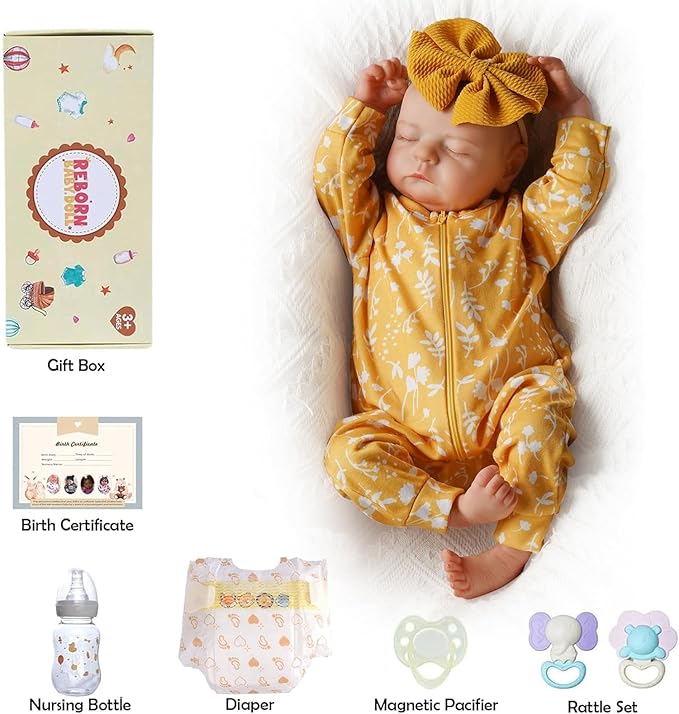 ADFO Lifelike Reborn Baby Dolls, 20 inch Realistic Newborn Real Life Baby Girl Dolls Soft Silicone Full Body Vinyl Girl Baby Dolls with Clothes and Toy Gift for Kids Age 3+