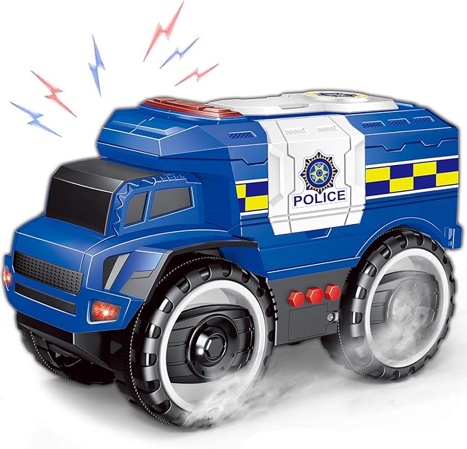 Liberty Imports Big Wheel Police Monster Truck Toy, Friction Powered Police Car for Kids with Lights & Sounds – Large Wheels, Opening Doors, and Realistic Police Siren Effects