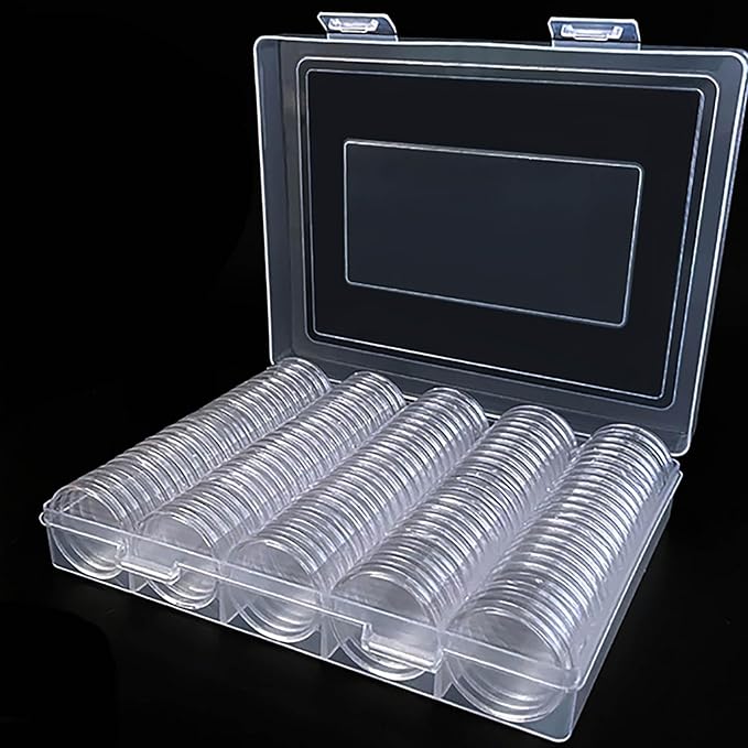 240 Pcs 30mm Coin Capsules Holder with Foam Gasket and Plastic Storage Organizer Box, 5 Sizes (17/20/25/27/30mm) Coins Collector Case Protector for Coin Collection Supplies