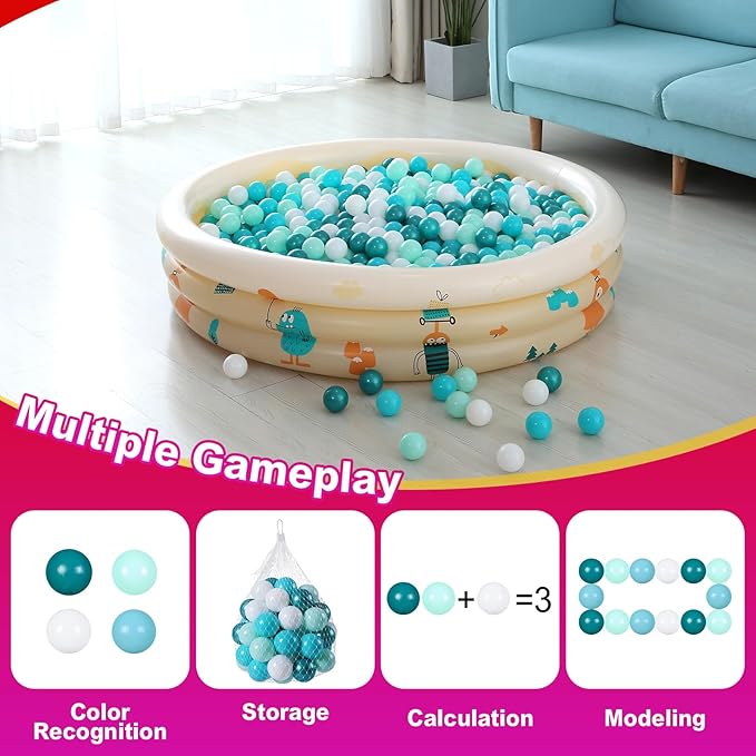 Realhaha Ball Pit Balls 50 100 200 500 Play Balls Plastic Balls for Baby Girls Toddlers Kids Play Tent Pool Playhouse Playpen Party Decoration