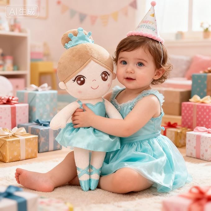 Gloveleya Baby Girl Gifts Dolls Soft Plush Toy Ballet Girl Doll Mint Green 14 Inches with Gift Box…